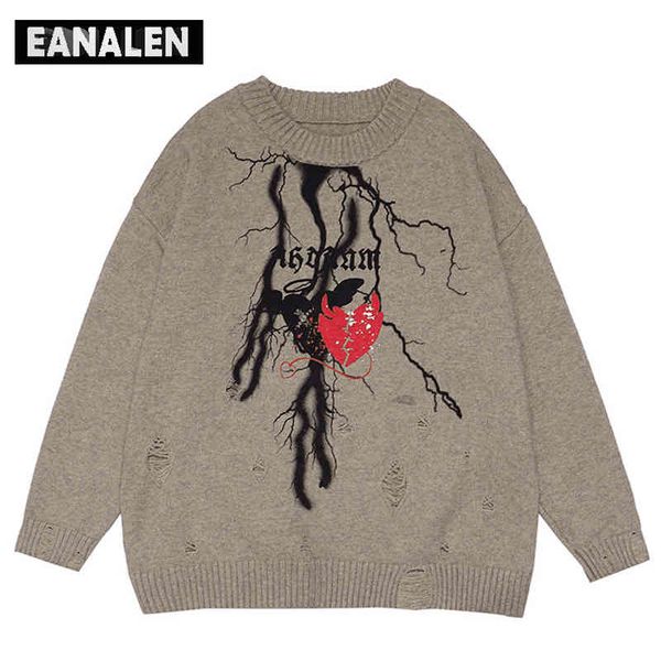 harajuku love lightning knitted men's hip hop punk & rock gothic ripped retro ugly sweater oversized jumper pullover, Black
harajuku love lightning knitted men's hip hop punk & rock gothic ripped retro ugly sweater oversized jumper pullover, Black