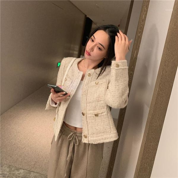 women's jackets tweed knitted short 2021 spring and autumn design feeling fried street french celebrity small fragrance wool coat femal, Black;brown
women's jackets tweed knitted short 2021 spring and autumn design feeling fried street french celebrity small fragrance wool coat femal, Black;brown