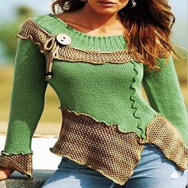 women's knits & tees 2021 autumn and winter fashion stitching round neck retro long sleeve slim casual cardigan sweater clothing, White
women's knits & tees 2021 autumn and winter fashion stitching round neck retro long sleeve slim casual cardigan sweater clothing, White