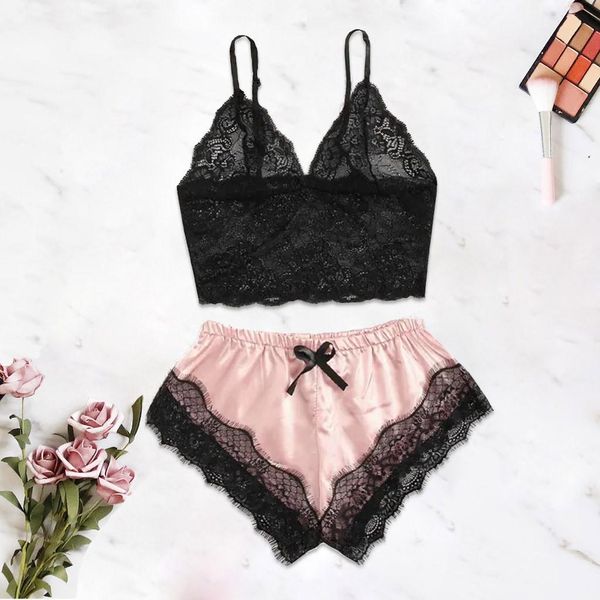 women sleepwear lace v neck pajamas set lingerie sleeveless nightwear spaghetti strap vest short pants sleeping wear bras sets, Black;red
women sleepwear lace v neck pajamas set lingerie sleeveless nightwear spaghetti strap vest short pants sleeping wear bras sets, Black;red