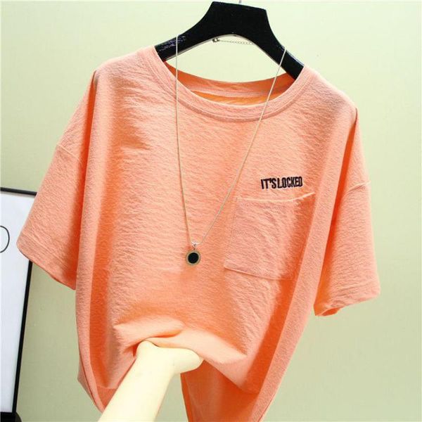 women's t-shirt cotton summer short sleeve tees large loose and thin embroidered letter pocket t-shirts p3 256, White
women's t-shirt cotton summer short sleeve tees large loose and thin embroidered letter pocket t-shirts p3 256, White