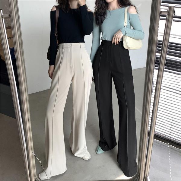 will ~ 30142 # 2021 spring tall waist drape wide-legged pants women loose thin straight suit women's & capris, Black;white
will ~ 30142 # 2021 spring tall waist drape wide-legged pants women loose thin straight suit women's & capris, Black;white