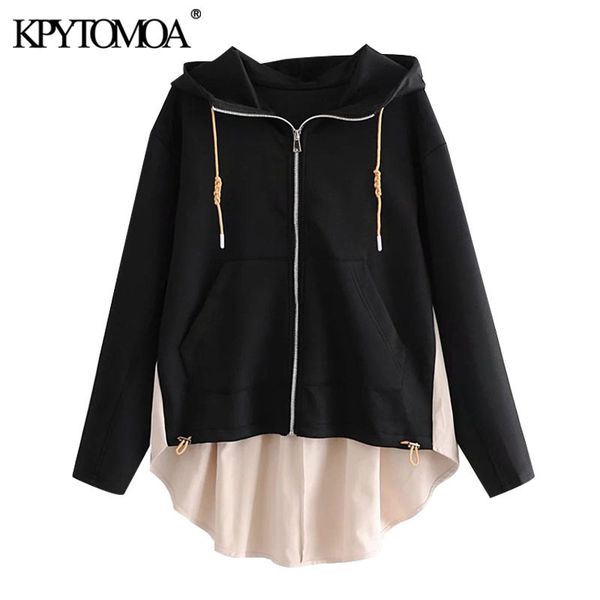 women fashion back pleated patchwork loose hoodies vintage long sleeve pockets female pullovers chic 210416, Black
women fashion back pleated patchwork loose hoodies vintage long sleeve pockets female pullovers chic 210416, Black
