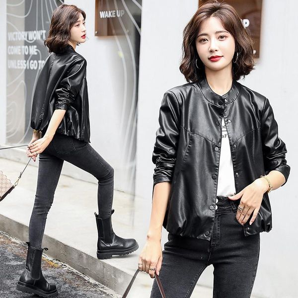 women's leather & faux simple trendy personality and fashion collar single breasted coat 2021 early autumn elegant loose chic french st, Black
women's leather & faux simple trendy personality and fashion collar single breasted coat 2021 early autumn elegant loose chic french st, Black