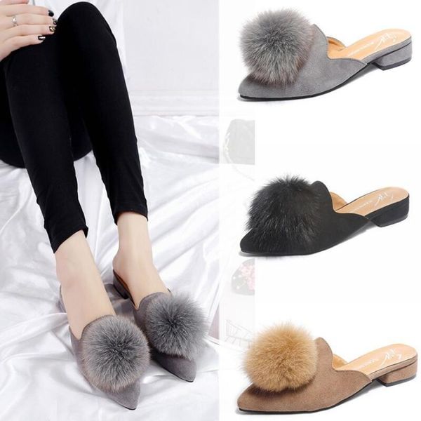 slippers 2021 fashion women flock plush ball casual flat mule quality faux fur lazy slides size 35-39, Black
slippers 2021 fashion women flock plush ball casual flat mule quality faux fur lazy slides size 35-39, Black
