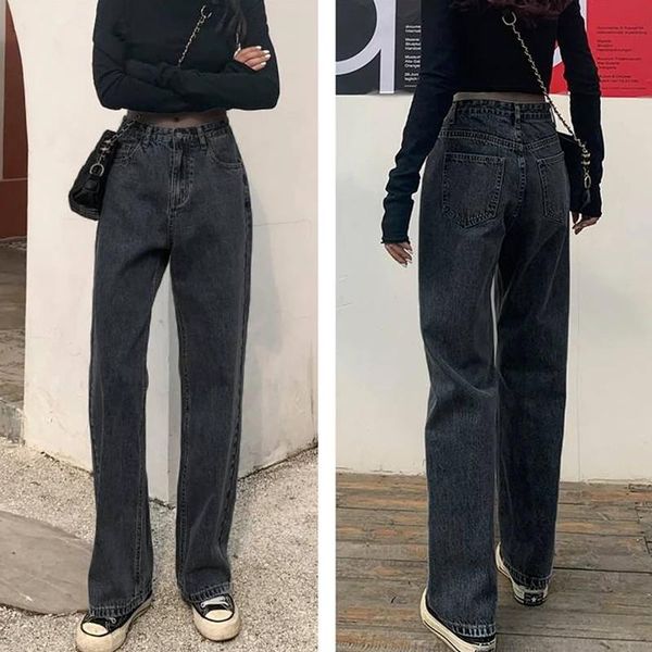 women's jeans women solid black retro vintage zipper spring straight trousers all-match students ulzzang baggy fashion high waist causa, Blue
women's jeans women solid black retro vintage zipper spring straight trousers all-match students ulzzang baggy fashion high waist causa, Blue