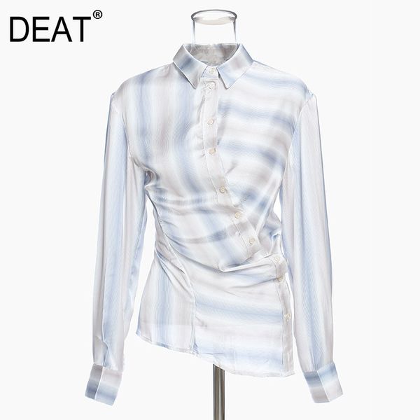 women light blue stripe asymmetric blouse lapel long sleeve loose fit shirt fashion tide spring autumn gx233 210421, White
women light blue stripe asymmetric blouse lapel long sleeve loose fit shirt fashion tide spring autumn gx233 210421, White