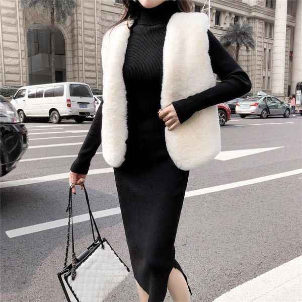 women's fur & faux autumn winter women korean fashion vest thick warm sleeveless jacket short solid color plush coat j130, Black
women's fur & faux autumn winter women korean fashion vest thick warm sleeveless jacket short solid color plush coat j130, Black