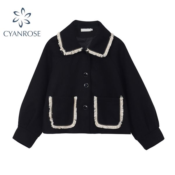 winter korean overcoat women fashion vintage thick short woolen jacket girls loose coats female turn-down collar 210430, Black;brown
winter korean overcoat women fashion vintage thick short woolen jacket girls loose coats female turn-down collar 210430, Black;brown