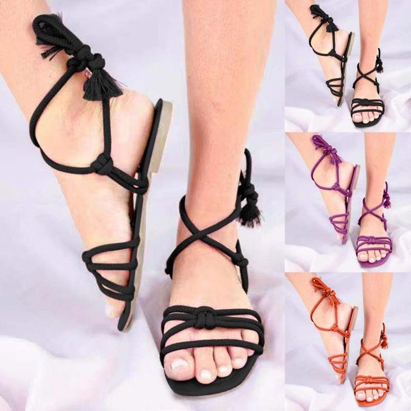 sandals summer gladiator lace up luxury women espadrilles vacation flats shoes zapatos mujer, Black
sandals summer gladiator lace up luxury women espadrilles vacation flats shoes zapatos mujer, Black