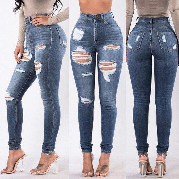 women's jeans four seasons can wear trousers solid color ripped denim casual pants with pockets slim fit long, Blue
women's jeans four seasons can wear trousers solid color ripped denim casual pants with pockets slim fit long, Blue