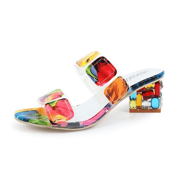 slippers chunky heel colorful geo applique sandals women mixed color transparent square ladies high d30, Black
slippers chunky heel colorful geo applique sandals women mixed color transparent square ladies high d30, Black