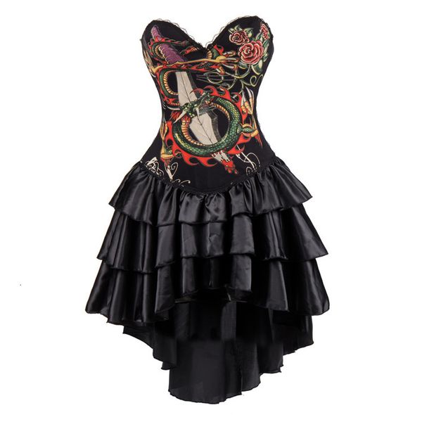 costumes women's fashion print body shaping dress court style stitching corset skirt, Black
costumes women's fashion print body shaping dress court style stitching corset skirt, Black