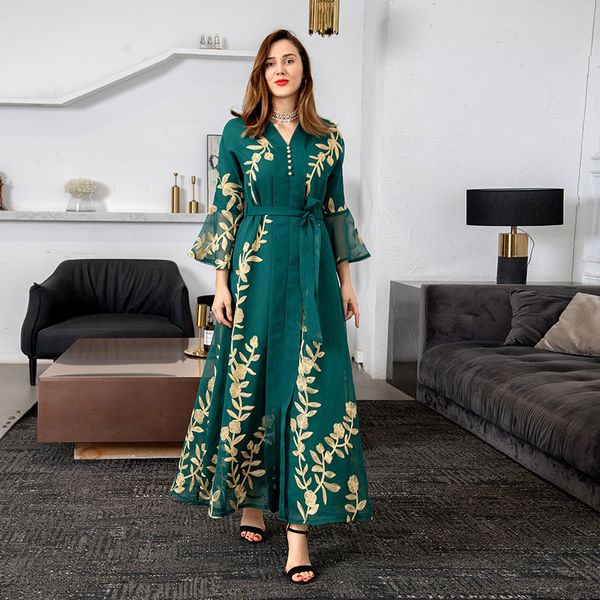 duoli mesh women' abaya robe dress v neck flare sleeve spring autumn party club vestidos belt slim embroidery dresses, Black;gray
duoli mesh women' abaya robe dress v neck flare sleeve spring autumn party club vestidos belt slim embroidery dresses, Black;gray