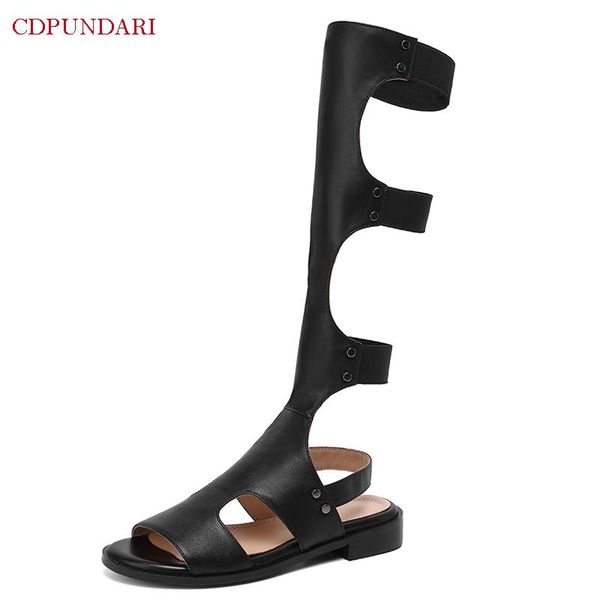 boots ladies genuine leather low heels knee high spring summer gladiatus peep toe long shoes bottines femme, Black
boots ladies genuine leather low heels knee high spring summer gladiatus peep toe long shoes bottines femme, Black
