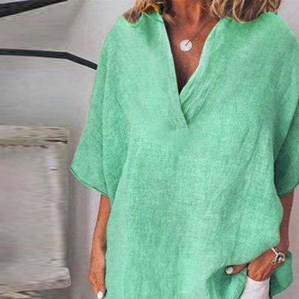 ladies linen women blouses shirts solid blouse short sleeve v neck casual loose female blusa summer elegant pullover, White
ladies linen women blouses shirts solid blouse short sleeve v neck casual loose female blusa summer elegant pullover, White