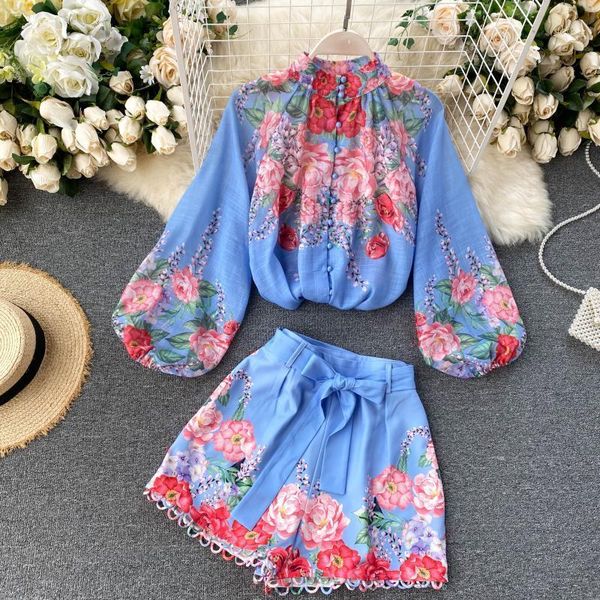 beachapche 2021 women fashion vintage long lantern sleeve single breasted print shirt + wide leg shorts two piece sets women's tracksui, Gray
beachapche 2021 women fashion vintage long lantern sleeve single breasted print shirt + wide leg shorts two piece sets women's tracksui, Gray