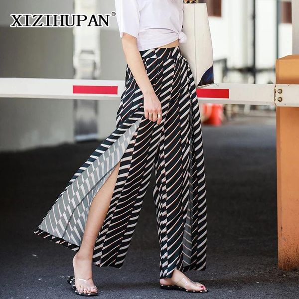 black patchwork striped trousers for women high waist side split hit color wide leg pants female 2021 fashion tide women's & capris, Black;white
black patchwork striped trousers for women high waist side split hit color wide leg pants female 2021 fashion tide women's & capris, Black;white