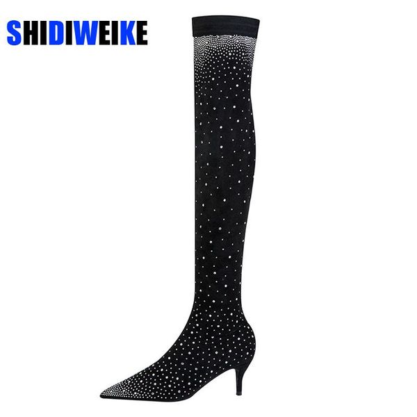 boots autumn winter women over the knee warm pointed toe glitter crystal bling sock shoes ladies pumps thin high heels footwear, Black
boots autumn winter women over the knee warm pointed toe glitter crystal bling sock shoes ladies pumps thin high heels footwear, Black