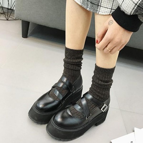 dress shoes spring and autumn style japanese jk uniform fashion mary jane thick-soled buckle increased ladies small leather shoes., Black
dress shoes spring and autumn style japanese jk uniform fashion mary jane thick-soled buckle increased ladies small leather shoes., Black