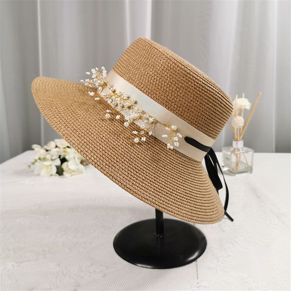 girl summer streamer french straw beach holiday flat beach hat sunscreen cornice hat, Yellow
girl summer streamer french straw beach holiday flat beach hat sunscreen cornice hat, Yellow