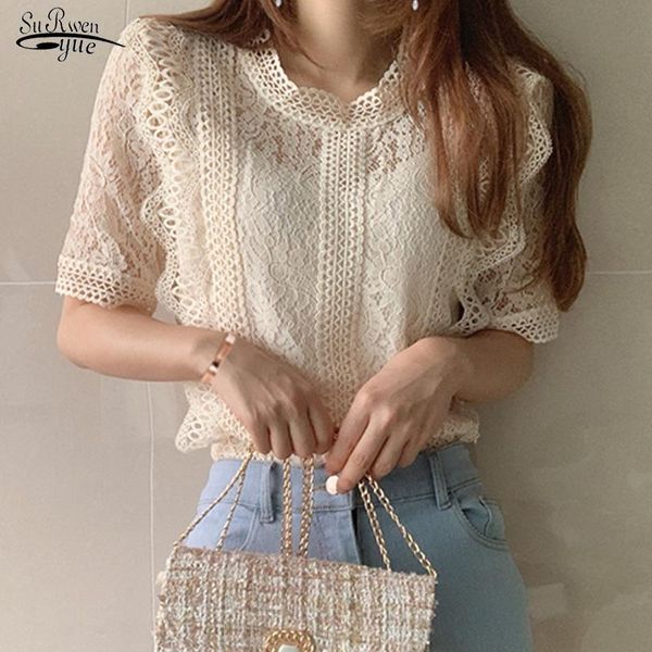 women's blouses & shirts 2021 summer crochet hollow ladies lace loose temperament woman style all-match female camisas mujer 15652, White
women's blouses & shirts 2021 summer crochet hollow ladies lace loose temperament woman style all-match female camisas mujer 15652, White