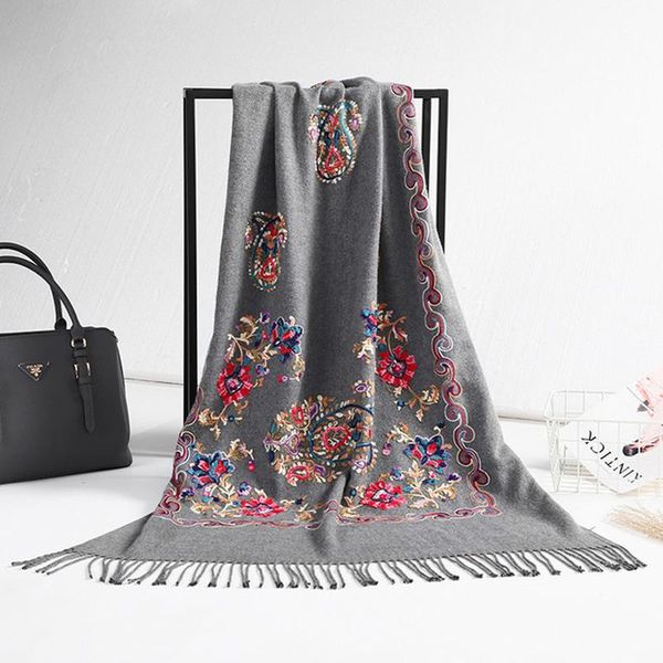 scarves 2021 winter women scarf embroidery large size bandana cape hijab blanket shawls and wraps cashmere pashmina, Blue;gray
scarves 2021 winter women scarf embroidery large size bandana cape hijab blanket shawls and wraps cashmere pashmina, Blue;gray