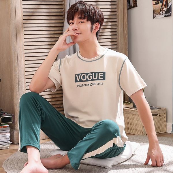 sleepwear men's pajamas set summer short-sleeve + long pants 100% cotton nightwear home wear suits simple fashion men, Black;brown
sleepwear men's pajamas set summer short-sleeve + long pants 100% cotton nightwear home wear suits simple fashion men, Black;brown