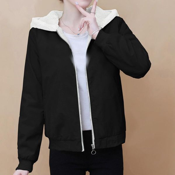 women's jackets fashion casual women solid color long sleeve with a hat warm comfortable slim 2021, Black;brown
women's jackets fashion casual women solid color long sleeve with a hat warm comfortable slim 2021, Black;brown