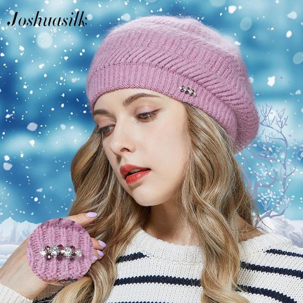 berets joshuasilk women hat double-layer three-dimensional warmth knitted beaded diamond decoration angora, Blue;gray
berets joshuasilk women hat double-layer three-dimensional warmth knitted beaded diamond decoration angora, Blue;gray