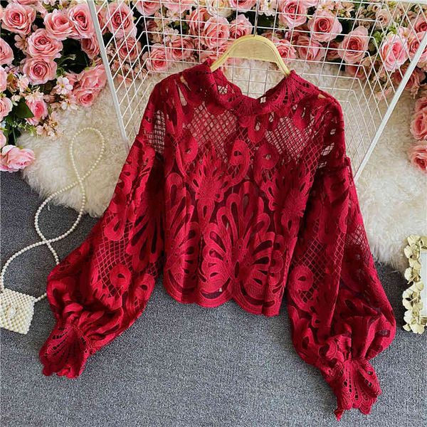 vintage stand collar hollow out blouse women casual lantern long sleeve loose shirt female fashion spring autumn 210426, White
vintage stand collar hollow out blouse women casual lantern long sleeve loose shirt female fashion spring autumn 210426, White