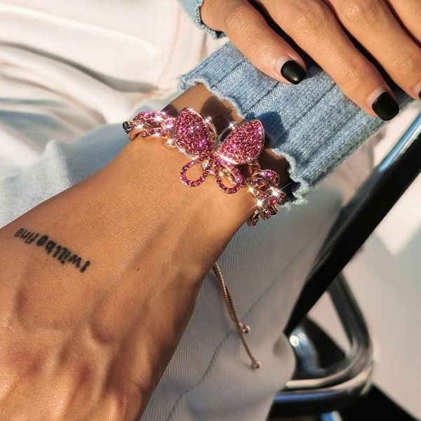 link, chain ins colorful crystal cuban link butterfly charm bracelet hand jewelry for women luxury rhinestone iced out bangle, Black
link, chain ins colorful crystal cuban link butterfly charm bracelet hand jewelry for women luxury rhinestone iced out bangle, Black