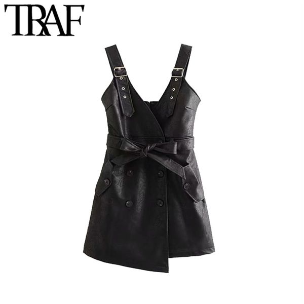 women vintage chic with belt faux leather irregular mini dress fashion back zipper adjustable strap pu dresses vestido 210507, Black;gray
women vintage chic with belt faux leather irregular mini dress fashion back zipper adjustable strap pu dresses vestido 210507, Black;gray
