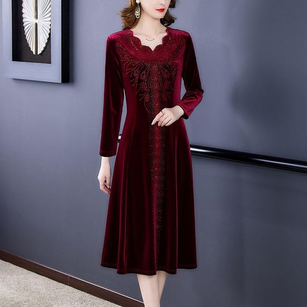 casual dresses coigarsam women long dress autumn 2022 cheongsam peacock blue red black robe vestidos, Black;gray