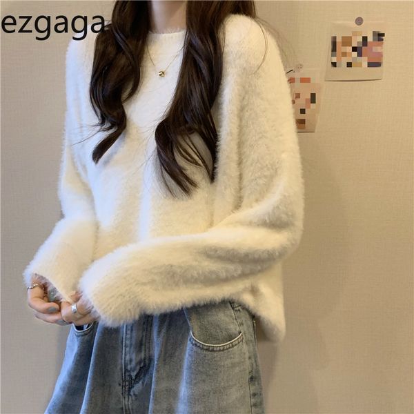 ezgaga autumn winter women sweater korean tender outwear loose solid o-neck long sleeve pullover warm female jumper 210430, White;black
ezgaga autumn winter women sweater korean tender outwear loose solid o-neck long sleeve pullover warm female jumper 210430, White;black