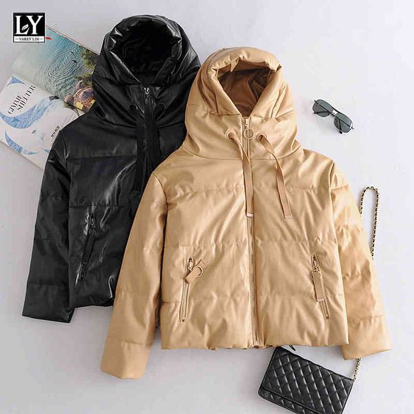 down women pu leather cotton hooded coats new winter with pockets ribbons zipper windproof thick warm female jacket, Black
down women pu leather cotton hooded coats new winter with pockets ribbons zipper windproof thick warm female jacket, Black