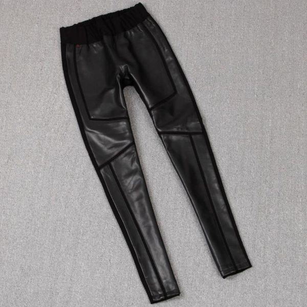 women's pants & capris england style great quality real sheep leather full length spring female high waist was thin pencil f1003, Black;white
women's pants & capris england style great quality real sheep leather full length spring female high waist was thin pencil f1003, Black;white