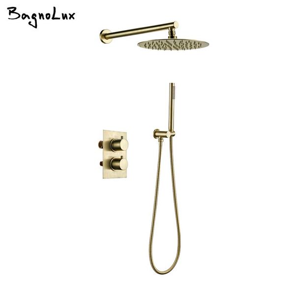 bathroom faucet solid brass brushed gold shower kit diverter thermostatic control mixing valve rain shwoer sets 8/10/12 inch
bathroom faucet solid brass brushed gold shower kit diverter thermostatic control mixing valve rain shwoer sets 8/10/12 inch