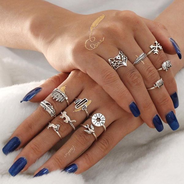 cluster rings vintage 8-12 pcs/set gold silver color charm heart midi finger ring set for women stone crystal knuckle party punk jewelry, Golden;silver
cluster rings vintage 8-12 pcs/set gold silver color charm heart midi finger ring set for women stone crystal knuckle party punk jewelry, Golden;silver