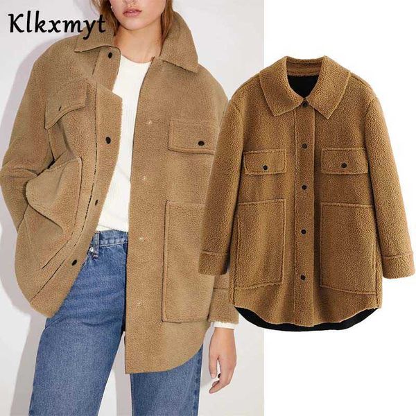klkxmyt za jackets women fashion with pockets lambswool jacket coat vintage long sleeve winter warm female outerwear chic 210527, Black;brown
klkxmyt za jackets women fashion with pockets lambswool jacket coat vintage long sleeve winter warm female outerwear chic 210527, Black;brown