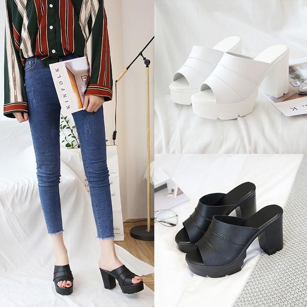slippers casual summer platform women high heel peep toe outside slides classics solid fashion shoes, Black
slippers casual summer platform women high heel peep toe outside slides classics solid fashion shoes, Black