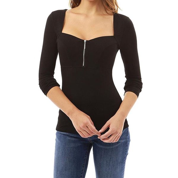 women's t-shirt spring 2021 women t-shirts zipper square collar blusas long sleeve slim tee causal shirt clothing ws5331c, White
women's t-shirt spring 2021 women t-shirts zipper square collar blusas long sleeve slim tee causal shirt clothing ws5331c, White