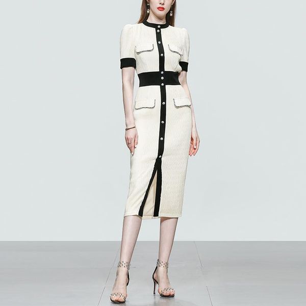 party dresses single breasted summer sheath dress women o-neck short sleeve casual elegant split high waist long midi c461, White;black
party dresses single breasted summer sheath dress women o-neck short sleeve casual elegant split high waist long midi c461, White;black