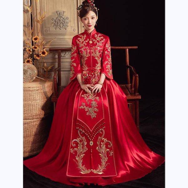 ethnic clothing chinese traditional exquisite pearl embroidered cheongsam wedding dress elegant bride show kimono dr, Red
ethnic clothing chinese traditional exquisite pearl embroidered cheongsam wedding dress elegant bride show kimono dr, Red