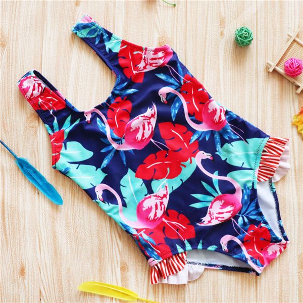 children's suit children's striped ruffle flamingo one piece slimming swimsuit, Black
children's suit children's striped ruffle flamingo one piece slimming swimsuit, Black