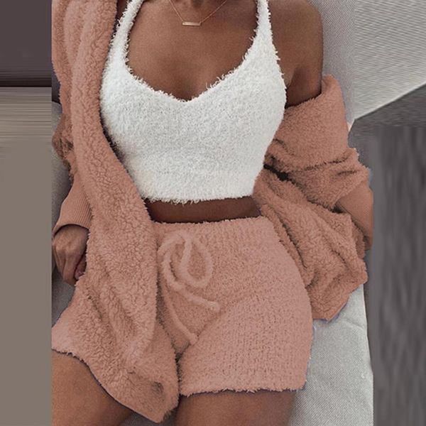 two piece dress long sleeve jacket plush 3-piece suit tracksuit women crop shorts set 2021 female leisure sports sets, White
two piece dress long sleeve jacket plush 3-piece suit tracksuit women crop shorts set 2021 female leisure sports sets, White