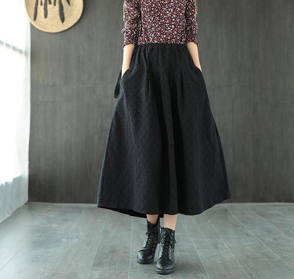 autumn spring skirts women retro solid color loose patchwork pockets female wild clothing, Black
autumn spring skirts women retro solid color loose patchwork pockets female wild clothing, Black