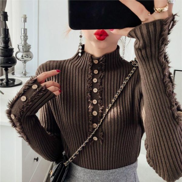 neploe autumn half-high collar slim fit women pullovers 2021 chic exquisite button korean all-match knitted sweaters women's, White;black
neploe autumn half-high collar slim fit women pullovers 2021 chic exquisite button korean all-match knitted sweaters women's, White;black