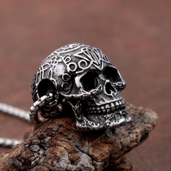 chains retro pattern skull stainless steel pendant necklace ghic biker for men women punk hip hop jewelry accessories, Silver
chains retro pattern skull stainless steel pendant necklace ghic biker for men women punk hip hop jewelry accessories, Silver