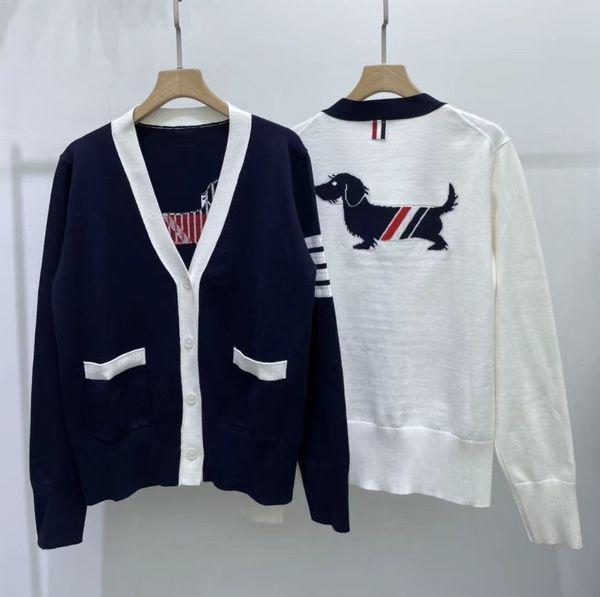 21 autumn and new tb college style cardigan contrast back dog long sleeve sweater women's top, White
21 autumn and new tb college style cardigan contrast back dog long sleeve sweater women's top, White